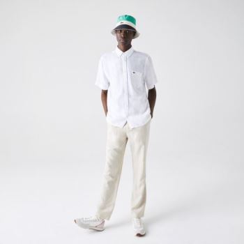 Lacoste Regular Fit Linen Shirt - Šortky Pánské Bílé | CZ-h1loPo